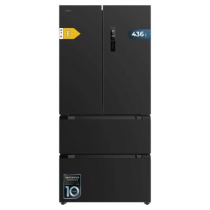 Cecotec Bolero CoolMarket FD 436 Dark E Frigorifico Puerta Francesa de 4 Puertas - Capacidad 510L - Compresor Inverter - Total Nofrost - Modo Vacaciones - Frio Envolvente - 83.6x63.6x183cm - Color Negro