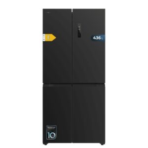 Cecotec Bolero CoolMarket 4D 436 Dark E Frigorifico Americano 4 Puertas - 436L - Compresor Inverter - Modo Vacaciones - Congelacion Ultrarapida - Frio Envolvente - Clase E - 83.6x63.6x183cm - Color Acero