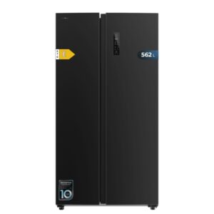 Cecotec Bolero CoolMarket SBS 562 Dark E Frigorifico Americano - Capacidad 562L - Luz LED - Compresor Inverter - Nofrost - Frio Envolvente - Silencioso - Clase E - 91.2x70.4x177cm - Color Negro
