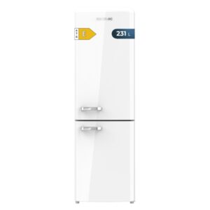 Cecotec Bolero CoolMarket Combi Origin 231 NF White E Frigorifico Combi - Capacidad 231L - Estilo Retro - Frio Envolvente - Cajon Humedad Regulable - Clase E - 54x68.8x176.5cm - Color Blanco