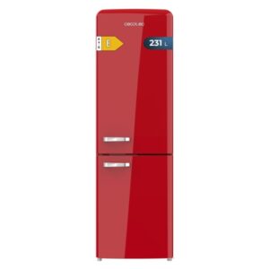 Cecotec Bolero CoolMarket Combi Origin 231 NF Red E Frigorifico Combi - Capacidad 231L - Estilo Retro - Frio Envolvente - Cajon Humedad Regulable - Clase E - 54x68.8x176.5cm - Color Rojo