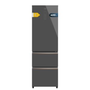 Cecotec Bolero CoolMarket Combi FD 400 Grey Glass E Frigorifico Puerta Francesa - Capacidad 400L - Luz LED - Compresor Inverter - Total Nofrost - Frio Envolvente - Clase E - 60x64x191cm - Color Gris