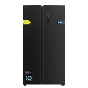 Cecotec Bolero CoolMarket SBS 562 Dark D Frigorifico Americano - Capacidad 562L - Luz LED - Compresor Inverter - Nofrost - Frio Envolvente - Silencioso - Clase E - 91.2x70.4x177cm - Color Negro