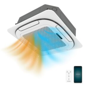 Cecotec AirClima 18000 Cassette Indoor Connected Aire Acondicionado con Bomba de Calor - 4500 Frigorias - 5100W - Deshumidificador - Cobertura de 35m2 - Pantalla LED - WiFi - Temporizador - Color Blanco