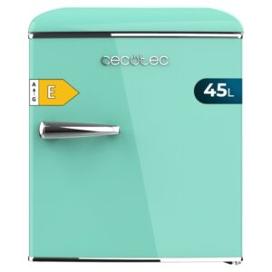 Cecotec Bolero CoolMarket TT Origin 45 Green E Mini Frigorifico - Capacidad 45L - Estilo Retro - Cajon para Hielo - Tirador Cromado - 44.7x53.4x55cm - Color Menta