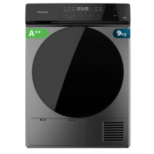 Cecotec Bolero DressCode Dry 9400 Steel A++ Secadora con Bomba de Calor de 9kg - 15 Programas - Tambor de Acero Inoxidable - Inicio Programable - Bloqueo de Seguridad - Color Negro y Gris