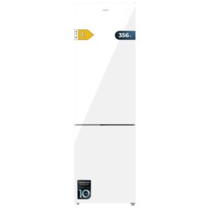 Cecotec Bolero CoolMarket Combi 356 White Glass E Frigorifico Combi - Capacidad 356L - Modo Vacaciones - Frio Envolvente - Cajon Humedad Regulable - Clase E - 59.5x63.5x200cm - Color Blanco