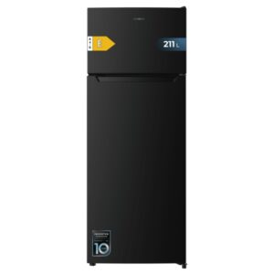 Cecotec Bolero CoolMarket 2D 211 Black E Frigorifico Dos Puertas - Capacidad 211L - Luz LED - Balcon XL - Puertas Minimalistas sin Bordes - Clase E - 143x54cm - Color Negro