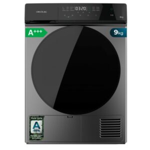 Cecotec Bolero DressCode Dry 9400 Steel A+++ Secadora con Bomba de Calor de 9kg - 15 Programas - Tambor de Acero Inoxidable - Motor Inverter - Programable - Bloqueo de Seguridad - Color Negro y Gris