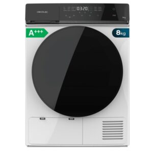 Cecotec Bolero DressCode Dry 8400 A+++ Secadora con Bomba de Calor de 8kg - 15 Programas - Tambor de Acero Inoxidable - Motor Inverter - Inicio Programable - Bloqueo de Seguridad - Color Blanco y Negro