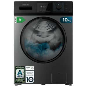 Cecotec Bolero DressCode 10410 Inverter Steel A Lavadora de Carga Frontal - 10kg - Centrifugado 1400rpm - Temperatura Regulable - Seguro Infantil - Motor Inverter - Inicio Programable - Color Gris Oscuro