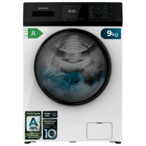 Cecotec Bolero Dresscode 9410 Inverter A Lavadora de Carga Frontal - 9kg - Centrifugado 1400rpm - Temperatura Regulable - Seguro Infantil - Motor Inverter - Inicio Programable - Color Blanco y Negro
