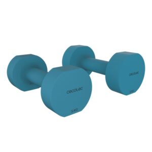 Cecotec Drumfit 500 DoubleNeo Set de 2 Mancuernas de 5kg - Antideslizante - Recubrimiento de Neopreno - Antideslizante - Hexagonales - 20.5x10.5x10cm - Color Azul