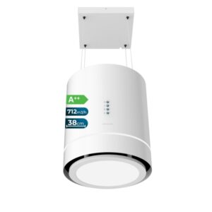 Cecotec Bolero Flux CRE 448000 White A++ Campana Extractora Colgante de 38cm - 210W - Succion 712m3/h - Luz LED - Incluye Accesorios - Kit de Montaje - Filtros de Carbono Incluidos - Color Blanco