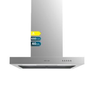 Cecotec Bolero Flux TM 606500 Inox A Campana Extractora de 60cm - 165W - Succion 650m3/h - Luz LED - Incluye Accesorios - Acero Inoxidable - Kit de Montaje - Filtros de Carbono Incluidos - Color Acero