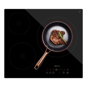 Cecotec Bolero Squad V 3001 Cocina Vitroceramica Encastrable - 5700W - 3 Zonas - Detector de Sartenes - Temporizador - Seguro Infantil - 9 Niveles de Potencia - Control Tactil - Color Negro