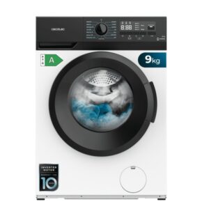 Cecotec Bolero dresscode 9300 Inverter A Lavadora de Carga Frontal - Capacidad 9kg - Velocidad 1400rpm - Seguro Infantil - Display LED - Motor Inverter - 15 Programas - Color Blanco y Negro
