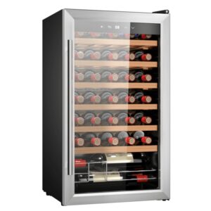 Cecotec Bolero GrandSommelier 34030 Inox Compressor Vinoteca 34 Botellas - Capacidad 80L - Silencioso 41dB - Luz LED - Pantalla LED - Temperatura Regulable - Compresor de Enfriamiento - Color Acero