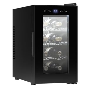 Cecotec Bolero GrandSommelier 830 CoolCrystal Vinoteca para 8 Botellas - Silencioso 35dB - Luz LED - Pantalla LED - Temperatura Regulable - Control Tactil - Color Negro