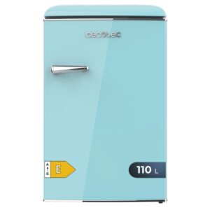 Cecotec Bolero CoolMarket TT Origin 110 Blue E Mini Frigorifico - Capacidad 110L - Cajon para Hielo - Luz Interior - Tirador Cromado - Bandejas de Cristal - Color Turquesa