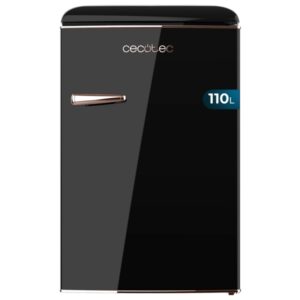 Cecotec Bolero CoolMarket TT Origin 110 Black E Mini Frigorifico - Capacidad 110L - Estilo Retro - Cajon para Hielo - Luz Interior - Tirador Cromado - Bandejas de Cristal - Color Negro