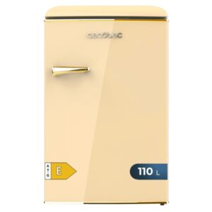 Cecotec Bolero CoolMarket TT Origin 110 Beige E Mini Frigorifico - Capacidad 110L - Estilo Retro - Cajon para Hielo - Luz Interior - Tirador Cromado - Bandejas de Cristal - Color Beige