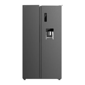 Cecotec Bolero CoolMarket SBS 559 Dark D Frigorifico Americano - Capacidad 559L - Dispensador de Agua - Luz LED - Compresor Inverter - Nofrost - Frio Envolvente - 91.2x70.4x177cm - Color Gris Oscuro