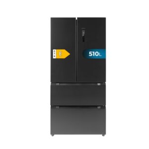 Cecotec Bolero CoolMarket FD 510 Dark E Frigorifico Puerta Francesa de 4 Puertas - Capacidad 510L - Total Nofrost - Congelacion Ultrarapida - Frio Envolvente - Clase E - 183x85cm - Color Acero