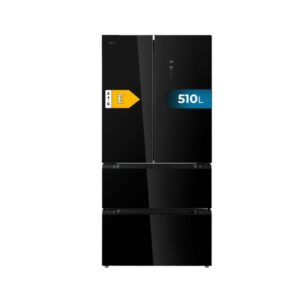 Cecotec Bolero CoolMarket FD 510 Glass E Frigorifico Puerta Francesa de 4 Puertas - Capacidad 510L - Total Nofrost - Congelacion Ultrarapida - Frio Envolvente - Clase E - 183x85cm - Color Negro