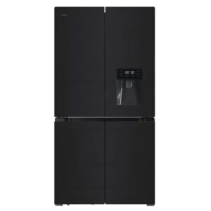 Cecotec Bolero CoolMarket 4D 564 Glass E Frigorifico Americano 4 Puertas - 564L - Total Nofrost - Dispensador de Agua - Congelacion Ultrarapida - Frio Envolvente - Clase E - 183x91cm - Color Negro