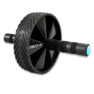 Cecotec DrumFit AB Wheel Rueda Abdominal - Soporta hasta 200kg - Multifuncion - Agarre Antideslizante Acolchado - Esterilla Incluida - Recubrimiento de Goma - 29.3x18x18cm - Color Negro