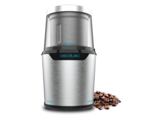 Cecotec Molinillo de Cafe y Especias Titanmill 300 Duoclean Molinillo de Cafe y Especias - 300W - Capacidad 90g - Vaso para Triturar - Cuchillas Recubiertas de Titanio - Color Acero