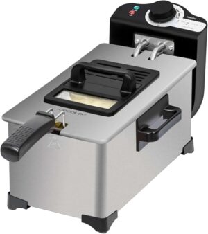 Cecotec Cleanfry 3 L+ Freidora Electrica - 2000W - Capacidad 3L - Temperatura Regulable - Acero Inoxidable - Apto para Lavavajillas - Hueco Recogecables - Filtro de Aceite - Color Acero