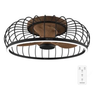 Cecotec EnergySilence Aero 5250 RoundLight Design Ventilador de Techo de 26" - 43W - 3 Aspas de Madera - Varias Velocidades - Luz LED - Temporizador - Mando a Distancia - Color Negro