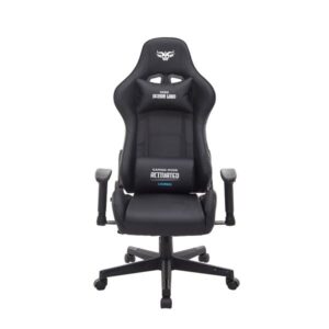 Cromad Serie Demon Lord Silla Gaming - Estructura Robusta - Piel Sintetica de Alta Calidad - Altura Regulable con Piston de Gas Clase 2 - Respaldo Reclinable - Cojin Lumbar y Cervical - Reposabrazos Regulables - Color Negro