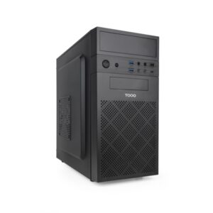 Tooq Isobox Ultra Caja Torre MicroATX - Tamaño Disco Soportado 3.5", 2.5" - USB-A 2.0, USB-A 3.0, USB-C y Audio - Lector de Tarjetas - Fuente de Alimentación 500W - Color Negro