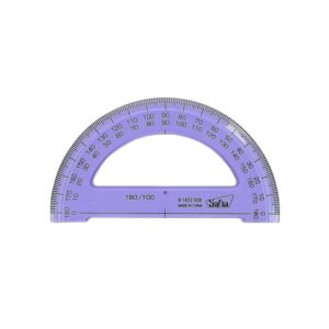 Safta Semicirculo de 9cm - Plastico Transparente - Doble Graduacion - Biselado - Color Aleatorio