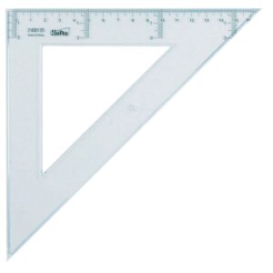 Safta Cristal Escuadra de 25cm - Poliestileno - Graduacion Impresa - Biselada - Color Transparente