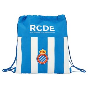 Safta RCD Espanyol Saco Plano - Bolsillo con Cremallera - Cierre con Cordones - 5L - Perfecto para Viajes - Funcionalidad y Comodidad - 350x10x400mm - Color Azul y Blanco