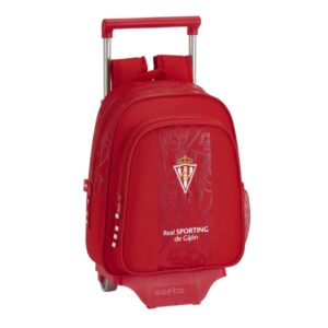 Safta Real Sporting de Gijon Corporativa Mochila con Carro - Portabotellas - Hombreras Ergonomicas - Mochila Extraible - Carro Resistente - 10L - 270x100x330mm - Color Rojo