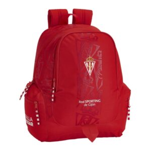 Safta Real Sporting de Gijon Corporativa Mochila Adaptable a Carro - Bolsillos Laterales - 2 Compartimentos - Hombreras Ergonomicas - Tirador Doble - Asa de Mano - 23.4L - 320x170x430mm - Color Rojo