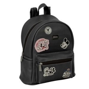 Safta Mickey Mouse Mini Mochila - Cremallera - Bolsillo Frontal - Tirador Doble - Bolsillo Lateral - Interior Forrado - Hombreras Ajustables - Asa Superior - 240x120x280mm - Color Negro