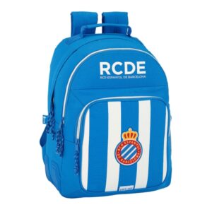 Safta Rcd Espanyol Mochila con 2 Compartimentos - Antirozaduras - Adaptable a Carro - Bolsillo Frontal - Portabotellas - Tirador Doble - Hombreras Ergonomicas - 20L - 320x150x420mm - Color Azul y Blanco