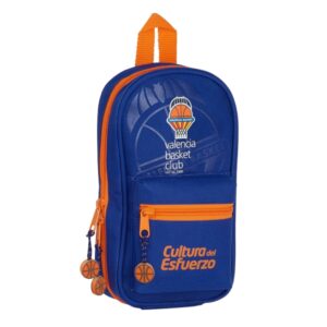 Safta Valencia Basket Plumier Mochila Vacio - Portatodos con Red - Cremallera Doble - Bolsillo Frontal - Asa Superior - Compacta y Ligera - Organizacion Interna - 120x50x230mm - Color Azul Oscuro