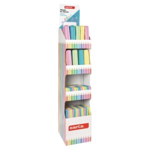 Safta Expositor con Portatodos - Carton Resistente - Cuatro Alturas - Modelos Variados de Portatodos - Presentacion Ordenada y Atractiva - 200x20x55mm - Colores Surtidos