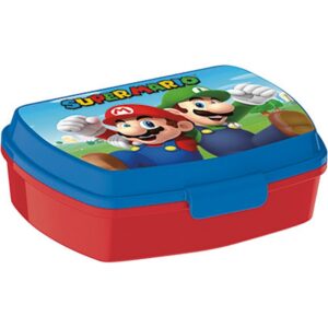 Safta Super Mario Sandwichera - PVC sin BPA - Cierre Hermetico a Presion - Color Rojo y Azul