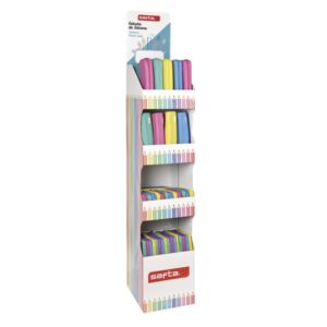 Safta Silicone Glitter Expositor con Portatodos - Carton Resistente - Cuatro Alturas - Modelos Variados de Portatodos - Presentacion Ordenada y Atractiva - 295x325x1685mm - Colores Surtidos