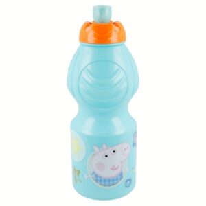 Safta Peppa Pig Botella de 400ml - Tapon Antigoteo - Banda Antideslizamiento - Color Azul