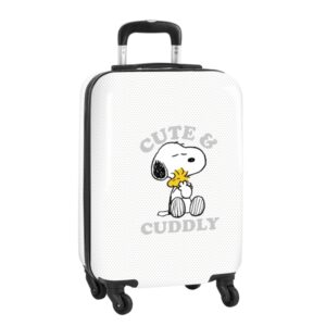 Safta Snoopy Friends Forever Maleta Trolley de Cabina 20” - Cierre con Candado - Interior Forrado - Bolsillo de Red - Ruedas 360º - Mango Extensible - Material ABS y PC - Color Blanco