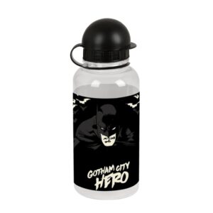 Safta Batman Hero Botella de 500ml - PVC sin BPA - Cierre Hermetico a Presion - Valvula de Salida de Agua - Tapon Roscado - 69x180mm - Color Negro